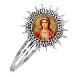 C1136045 Заколка металлическая, цвет серебро, Архангел Михаил