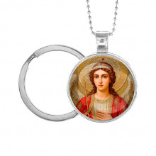 C1136054 Кулон-брелок, цвет серебро, с цепочкой и кольцом, Архангел Михаил