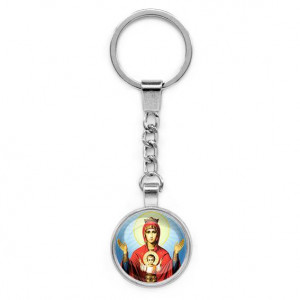 C1138022 Круглый брелок, цвет серебро, с цепочкой, Неупиваемая чаша
