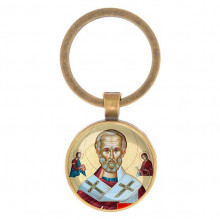 C1139017 Круглый брелок, цвет бронза, Николай Чудотворец