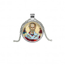 C1139026 Кулон, цвет серебро, с цепочкой, Николай Чудотворец