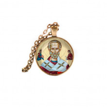 C1139028 Кулон, цвет бронза, с цепочкой, Николай Чудотворец