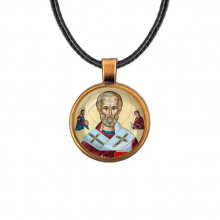 C1139029 Кулон, цвет бронза, со шнурком, Николай Чудотворец