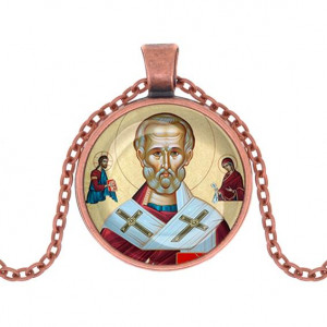 C1139030 Кулон, цвет медь, с цепочкой, Николай Чудотворец