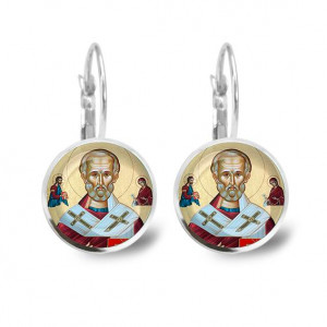 C1139038 Серьги металлические, Николай Чудотворец