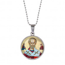 C1139053 Кулон, цвет серебро, с цепочкой, Николай Чудотворец