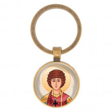 C1142017 Круглый брелок, цвет бронза, Пантелеймон Целитель
