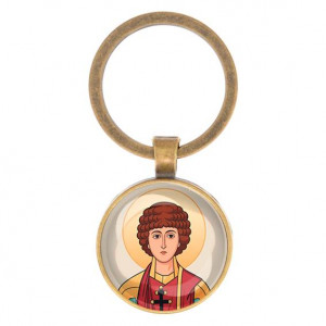 C1142017 Круглый брелок, цвет бронза, Пантелеймон Целитель