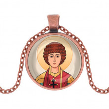 C1142030 Кулон, цвет медь, с цепочкой, Пантелеймон Целитель