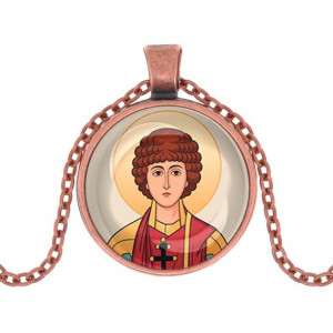 C1142030 Кулон, цвет медь, с цепочкой, Пантелеймон Целитель