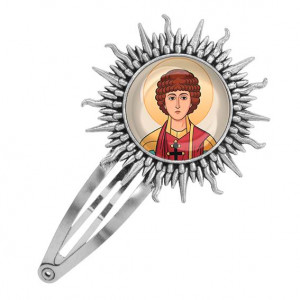 C1142045 Заколка металлическая, цвет серебро, Пантелеймон Целитель