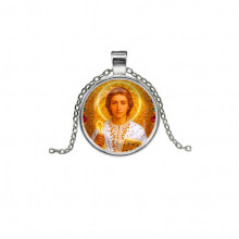 C1143026 Кулон, цвет серебро, с цепочкой, Пантелеймон Целитель