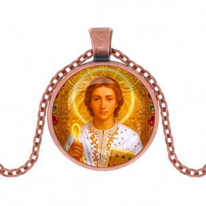 C1143030 Кулон, цвет медь, с цепочкой, Пантелеймон Целитель