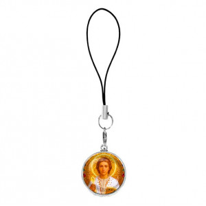 C1143060 Подвеска для телефона, цвет серебро, со шнурком, Пантелеймон Целитель