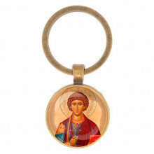 C1144017 Круглый брелок, цвет бронза, Пантелеймон Целитель