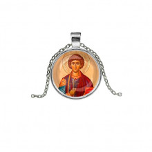 C1144026 Кулон, цвет серебро, с цепочкой, Пантелеймон Целитель