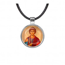 C1144027 Кулон, цвет серебро, со шнурком, Пантелеймон Целитель