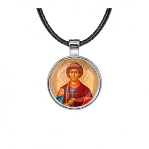 C1144027 Кулон, цвет серебро, со шнурком, Пантелеймон Целитель