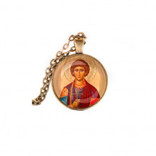 C1144028 Кулон, цвет бронза, с цепочкой, Пантелеймон Целитель