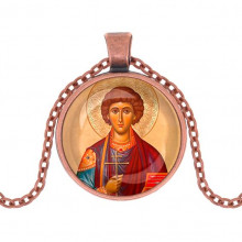 C1144030 Кулон, цвет медь, с цепочкой, Пантелеймон Целитель