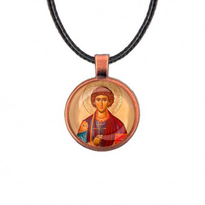 C1144031 Кулон, цвет медь, со шнурком, Пантелеймон Целитель