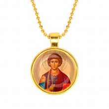 C1144032 Кулон, цвет золото, с цепочкой, Пантелеймон Целитель