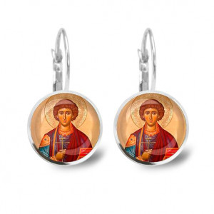 C1144038 Серьги металлические, Пантелеймон Целитель