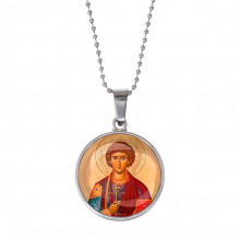 C1144053 Кулон, цвет серебро, с цепочкой, Пантелеймон Целитель