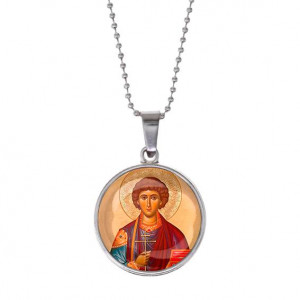 C1144053 Кулон, цвет серебро, с цепочкой, Пантелеймон Целитель