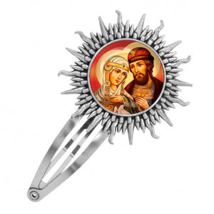 C1145045 Заколка металлическая, цвет серебро, Петр и Феврония
