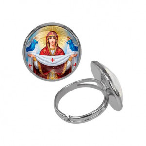 C1146015 Кольцо металлическое, цвет серебро, Покров Божией Матери