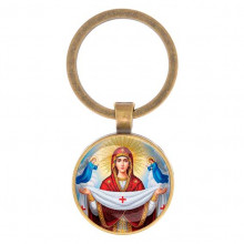C1146017 Круглый брелок, цвет бронза, Покров Божией Матери