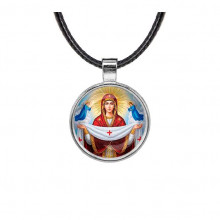 C1146027 Кулон, цвет серебро, со шнурком, Покров Божией Матери