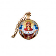 C1146028 Кулон, цвет бронза, с цепочкой, Покров Божией Матери