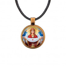 C1146029 Кулон, цвет бронза, со шнурком, Покров Божией Матери
