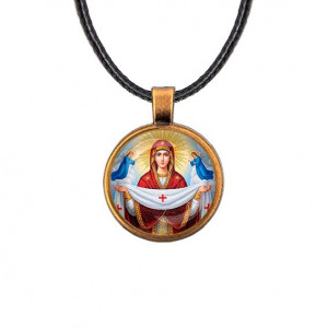 C1146029 Кулон, цвет бронза, со шнурком, Покров Божией Матери