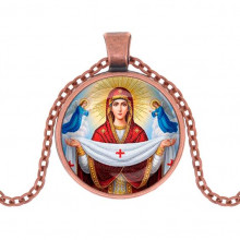C1146030 Кулон, цвет медь, с цепочкой, Покров Божией Матери