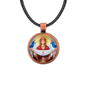 C1146031 Кулон, цвет медь, со шнурком, Покров Божией Матери