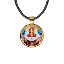 C1146033 Кулон, цвет золото, со шнурком, Покров Божией Матери