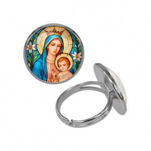 C1147015 Кольцо металлическое, цвет серебро, Пресвятая Богородица