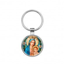C1147021 Круглый брелок, цвет серебро, Пресвятая Богородица