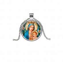 C1147026 Кулон, цвет серебро, с цепочкой, Пресвятая Богородица
