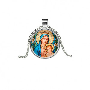 C1147026 Кулон, цвет серебро, с цепочкой, Пресвятая Богородица
