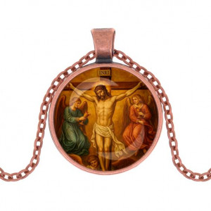 C1148030 Кулон, цвет медь, с цепочкой, Распятие 