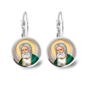 C1151038 Серьги металлические, Серафим Саровский