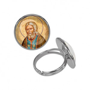 C1152015 Кольцо металлическое, цвет серебро, Серафим Саровский