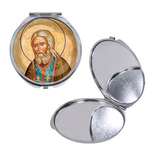 C1152016 Круглое складное зеркало, цвет серебро, Серафим Саровский