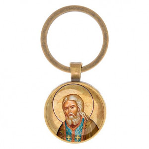 C1152017 Круглый брелок, цвет бронза, Серафим Саровский