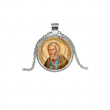 C1152026 Кулон, цвет серебро, с цепочкой, Серафим Саровский