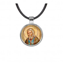 C1152027 Кулон, цвет серебро, со шнурком, Серафим Саровский